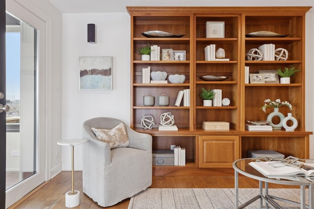 living area with light wood-type flooring