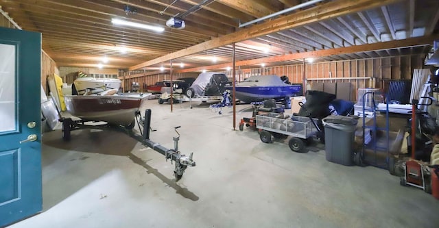 garage with a garage door opener