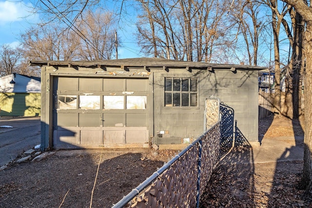 view of outbuilding with a garage