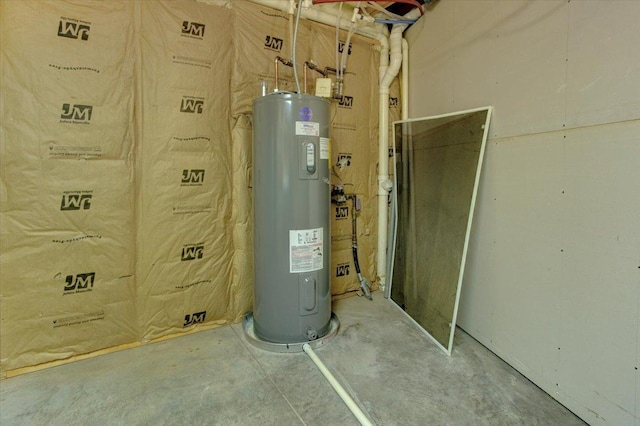 utility room with electric water heater