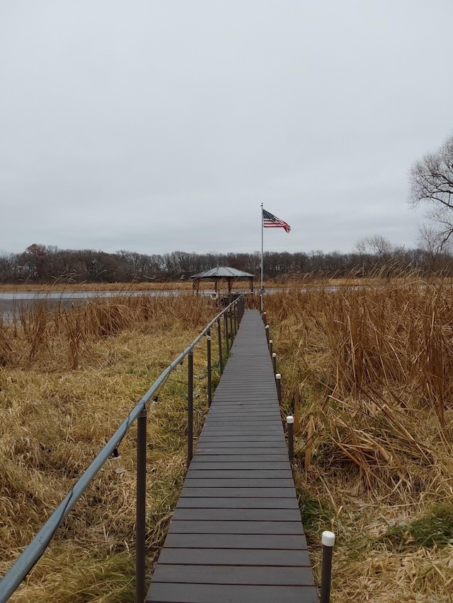 view of dock featuring a gazebo