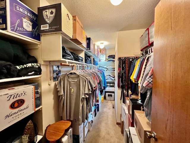 spacious closet featuring light carpet