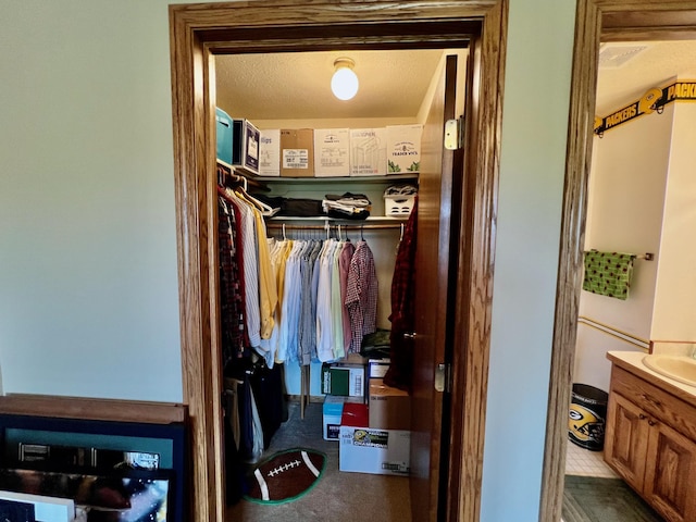 walk in closet featuring sink