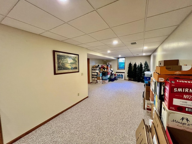 basement with carpet floors