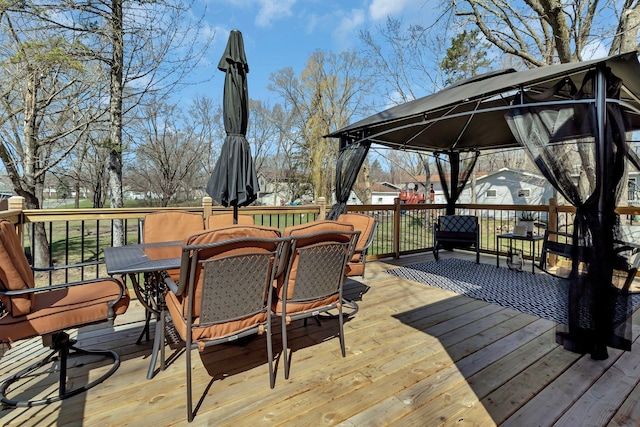 deck featuring a gazebo