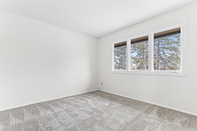 carpeted spare room with a textured ceiling