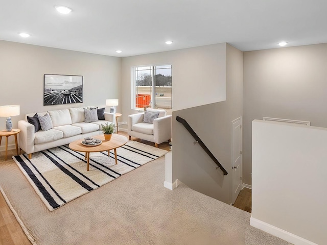 living room featuring light hardwood / wood-style flooring