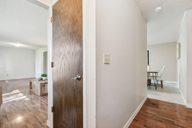 hallway featuring wood-type flooring