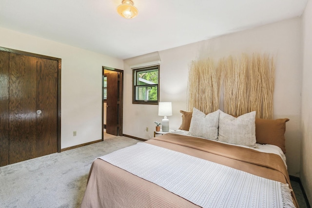 carpeted bedroom featuring a closet