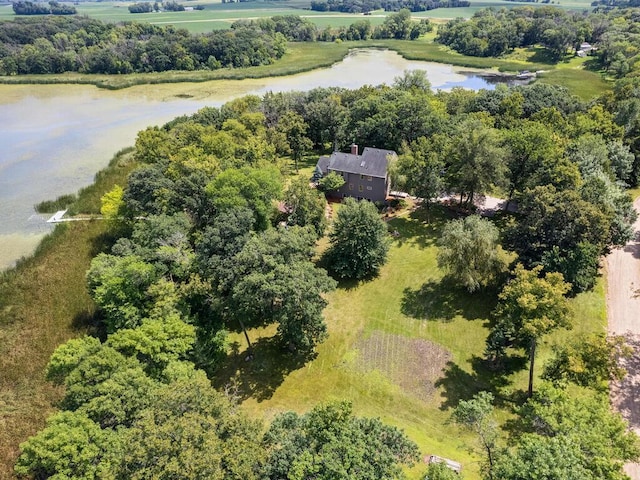 aerial view with a water view and a rural view