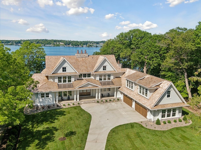 exterior space featuring a water view