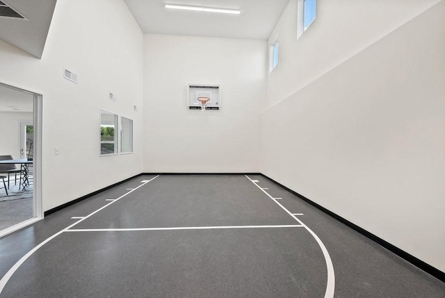 view of basketball court with basketball hoop