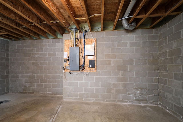 basement with electric panel