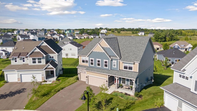 aerial view with a residential view