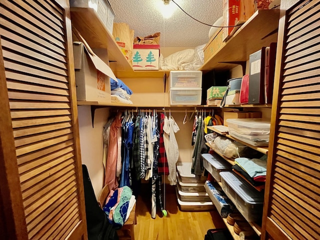 spacious closet with light wood-type flooring