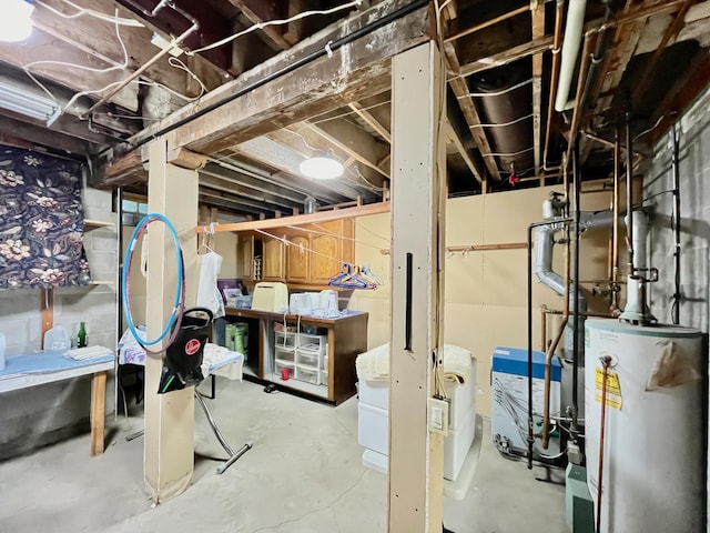 basement with water heater