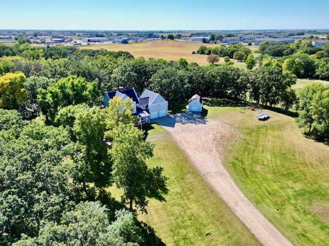 bird's eye view with a rural view