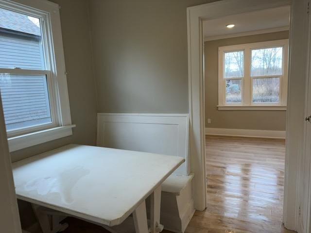 dining room with light wood-type flooring