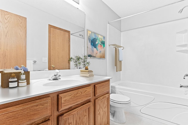 full bathroom featuring vanity, toilet, and tub / shower combination