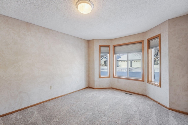 empty room featuring carpet floors and a textured ceiling