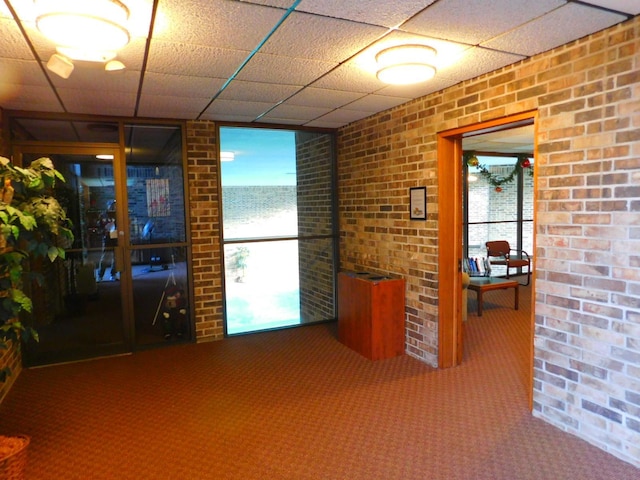 interior space featuring a water view