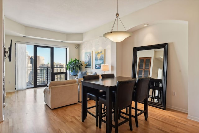 dining area with light hardwood / wood-style flooring