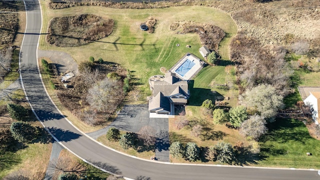 drone / aerial view with a rural view