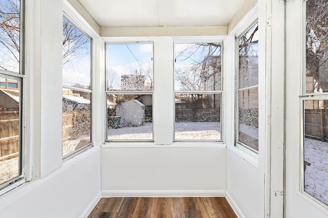 view of unfurnished sunroom