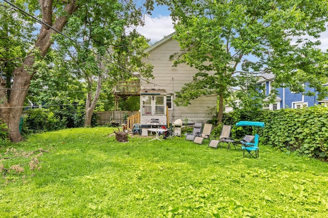 view of yard featuring a deck