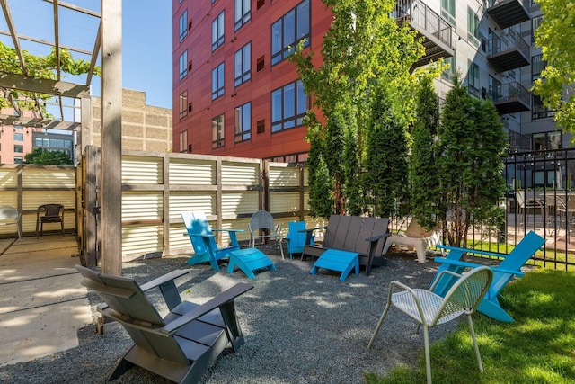 view of community with a patio area