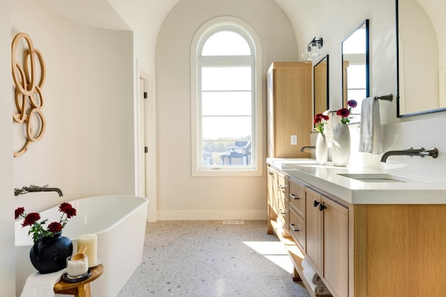 bathroom featuring vanity and a bathtub