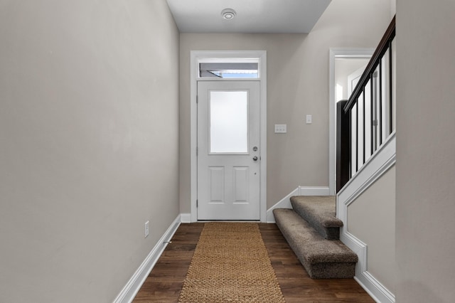 doorway to outside with dark hardwood / wood-style flooring