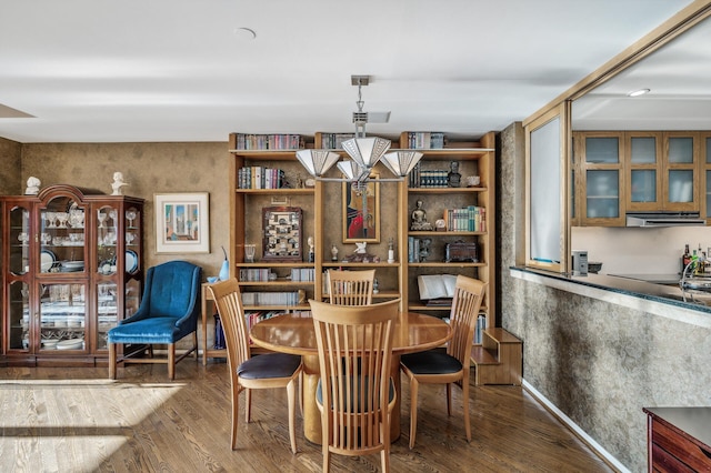 dining room with dark wood-type flooring