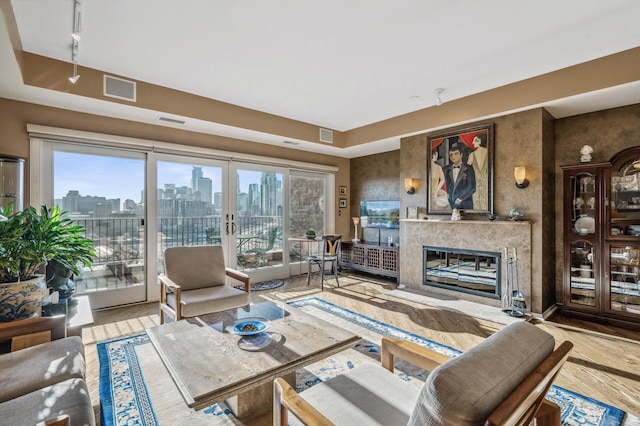 living room featuring french doors