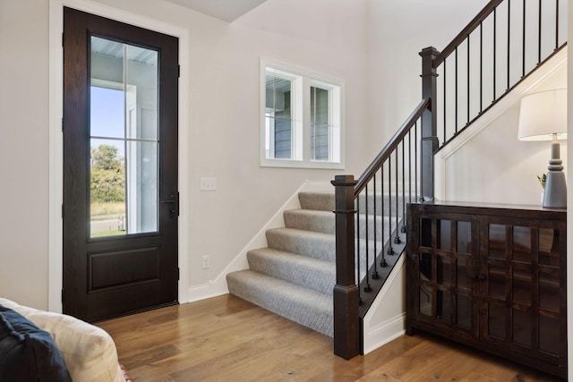 entrance foyer featuring light wood-type flooring