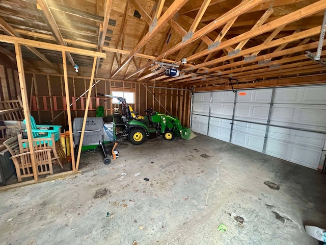 garage with a garage door opener