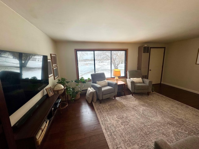 living room featuring dark hardwood / wood-style flooring