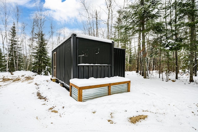 view of snow covered structure