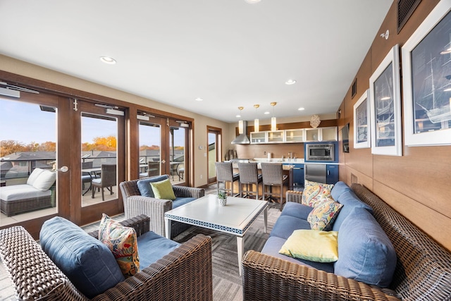 living room with french doors and plenty of natural light