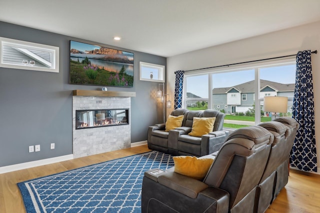 living room with hardwood / wood-style flooring