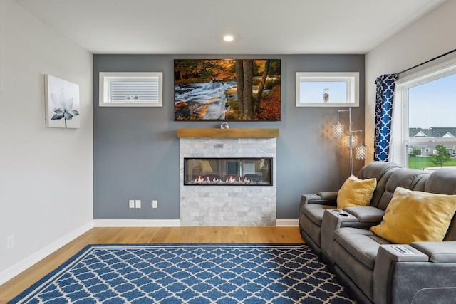 living room with hardwood / wood-style floors