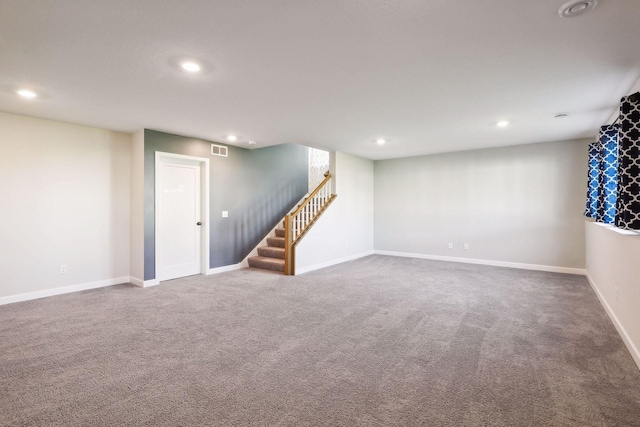 basement featuring carpet