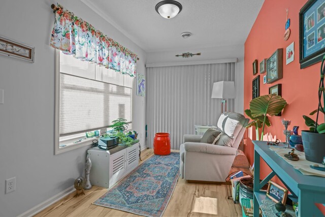 sitting room featuring baseboards and wood finished floors