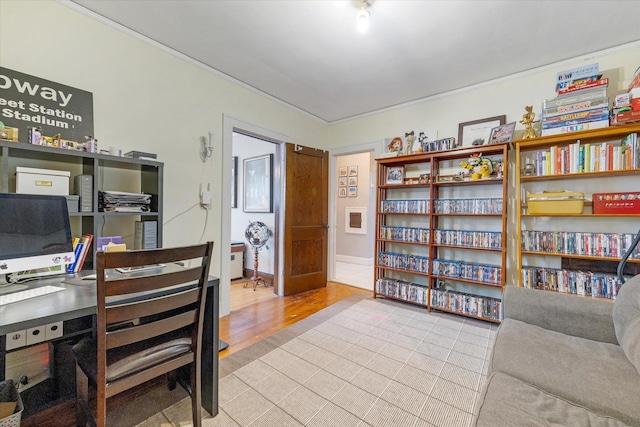 office space with wood finished floors