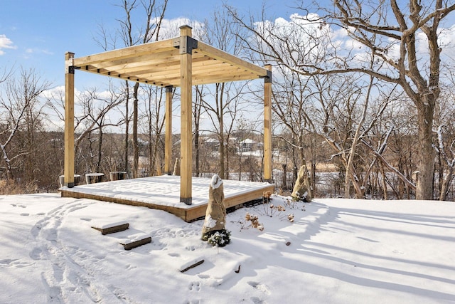 view of yard covered in snow