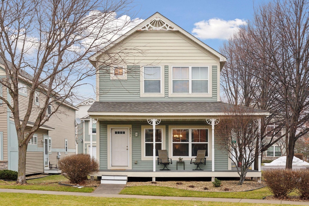 view of front of home featuring covered porch