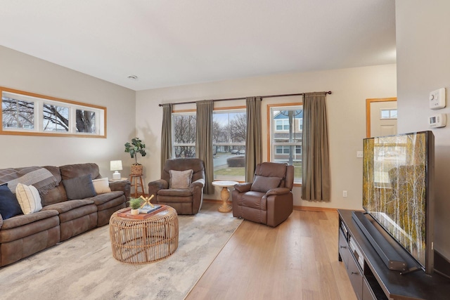 living room featuring light hardwood / wood-style flooring