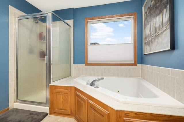 bathroom with independent shower and bath