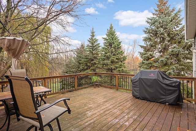 deck featuring grilling area