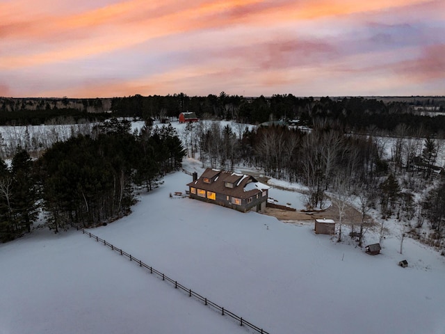 view of snowy aerial view